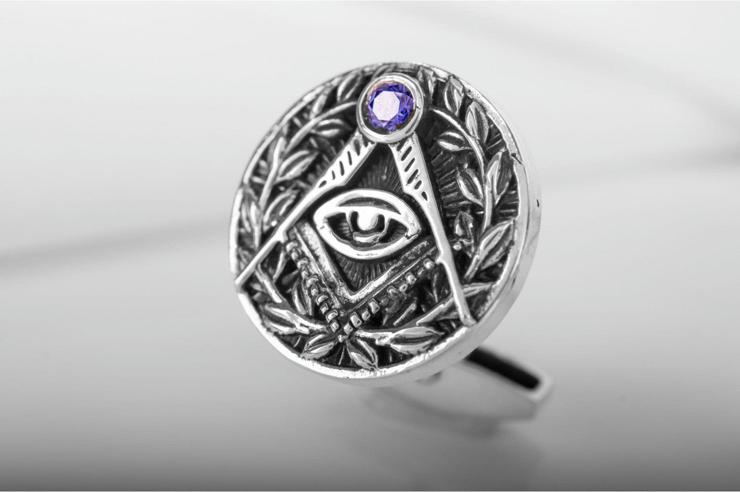 Sterling Silver Masonic Cufflinks with Eye of providence, Unique handmade jewelry - vikingworkshop