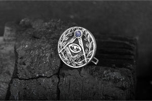 Sterling Silver Masonic Cufflinks with Eye of providence, Unique handmade jewelry - vikingworkshop