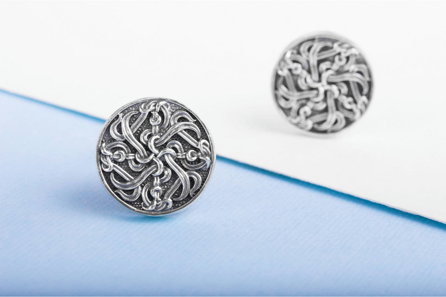 925 Silver Viking Cufflinks with Celtic ornament, Unique jewelry - vikingworkshop