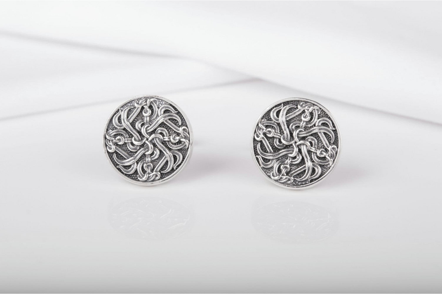 925 Silver Viking Cufflinks with Celtic ornament, Unique jewelry - vikingworkshop