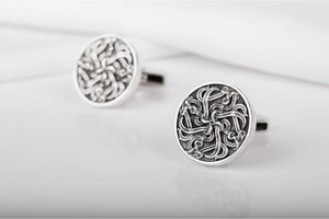 925 Silver Viking Cufflinks with Celtic ornament, Unique jewelry - vikingworkshop