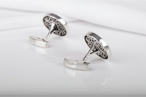 925 Silver Viking Cufflinks with Celtic ornament, Unique jewelry - vikingworkshop