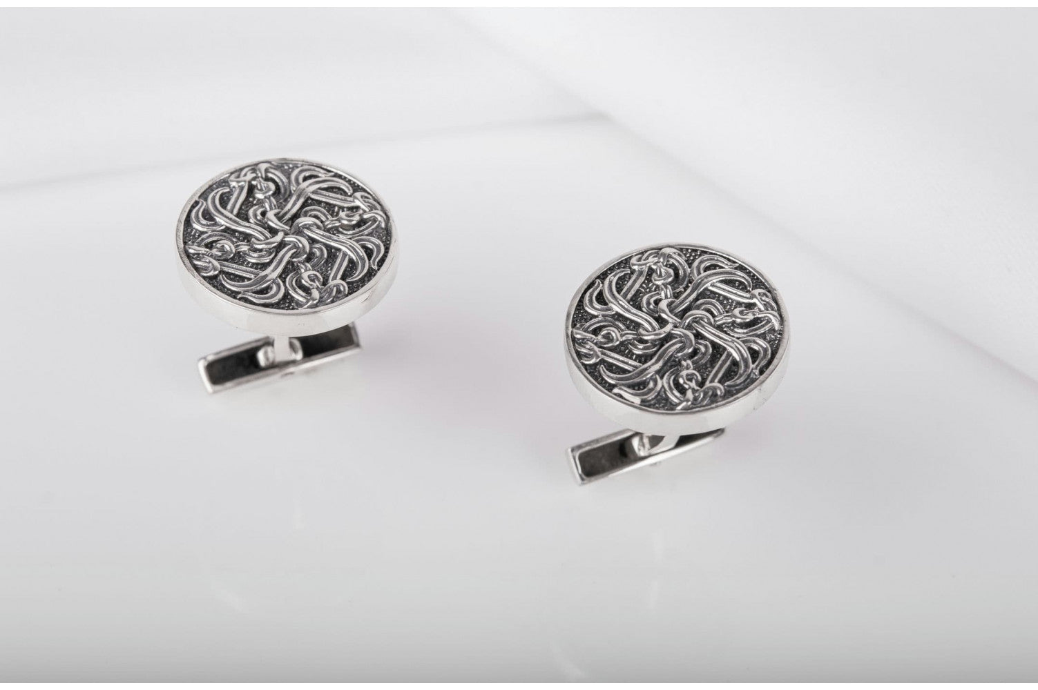 925 Silver Viking Cufflinks with Celtic ornament, Unique jewelry - vikingworkshop