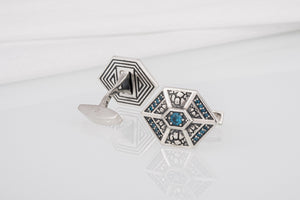 Unique Fashion Cufflinks with gems, handmade sterling silver jewelry - vikingworkshop