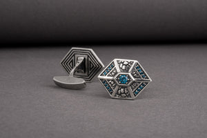 Unique Fashion Cufflinks with gems, handmade sterling silver jewelry - vikingworkshop