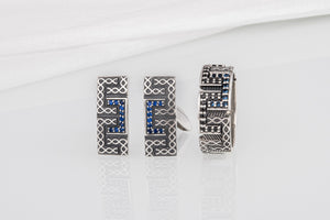 925 silver Cufflinks with gems made in fashion style, unique handcrafted jewelry - vikingworkshop