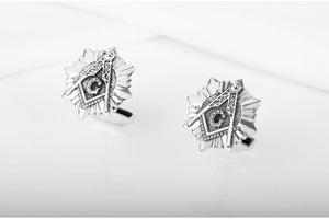 925 Silver Masonic Cufflinks with Square and Compasses and G symbol, Unique handmade jewelry - vikingworkshop