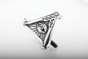 925 Silver Masonic Cufflinks with Eye of Providence, unique handmade jewelry - vikingworkshop