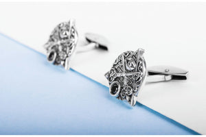 Unique 925 Silver Masonic Cufflinks with All seing Eye and brick ornament, handmade jewelry - vikingworkshop