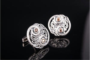 925 Silver Cufflinks with Dragons and Gems, Unique Handmade Jewelry - vikingworkshop