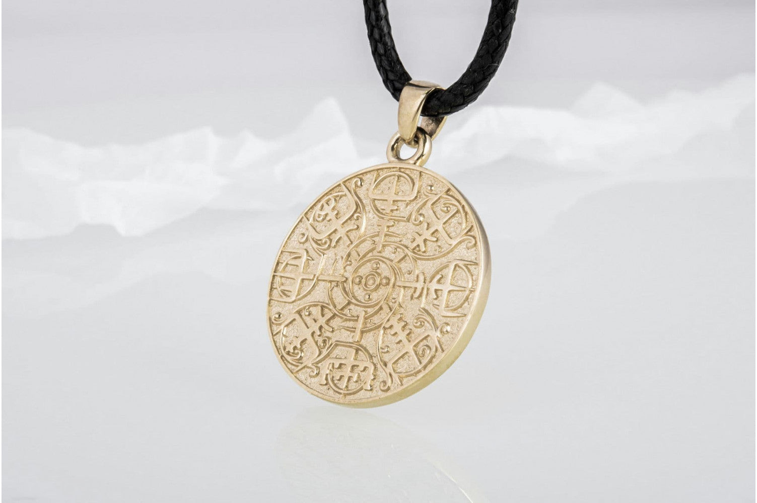 Vegvisir Symbol Pendant Gold Norse Jewelry - vikingworkshop