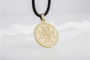 Vegvisir Symbol Pendant Gold Norse Jewelry - vikingworkshop