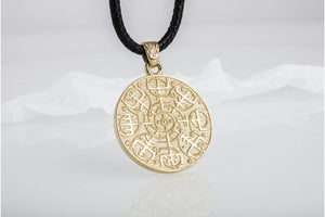 Vegvisir Symbol Pendant Gold Norse Jewelry - vikingworkshop