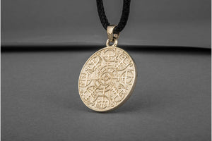 Vegvisir Symbol Pendant Gold Norse Jewelry - vikingworkshop