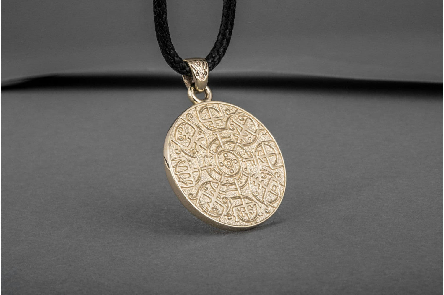 Vegvisir Symbol Pendant Gold Norse Jewelry - vikingworkshop