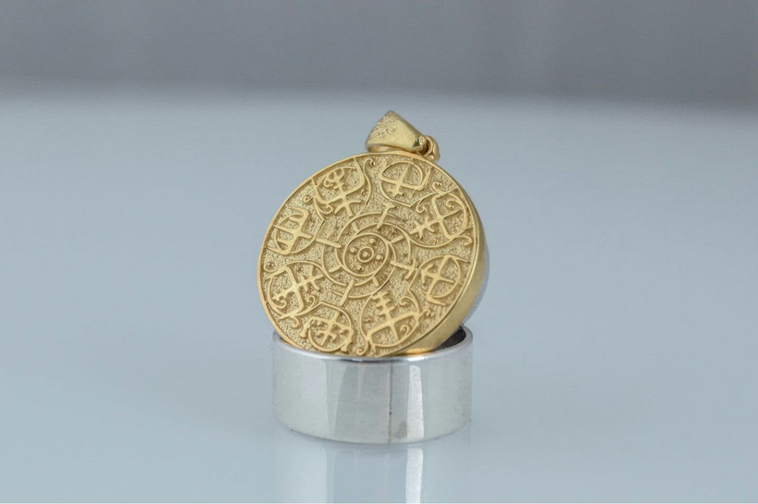 Vegvisir Symbol Pendant Gold Norse Jewelry - vikingworkshop