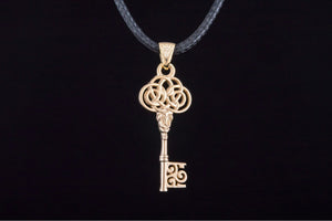 14K Gold Key Pendant Handmade Unque Jewelry - vikingworkshop