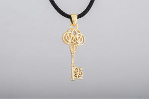 14K Gold Key Pendant Handmade Unque Jewelry - vikingworkshop