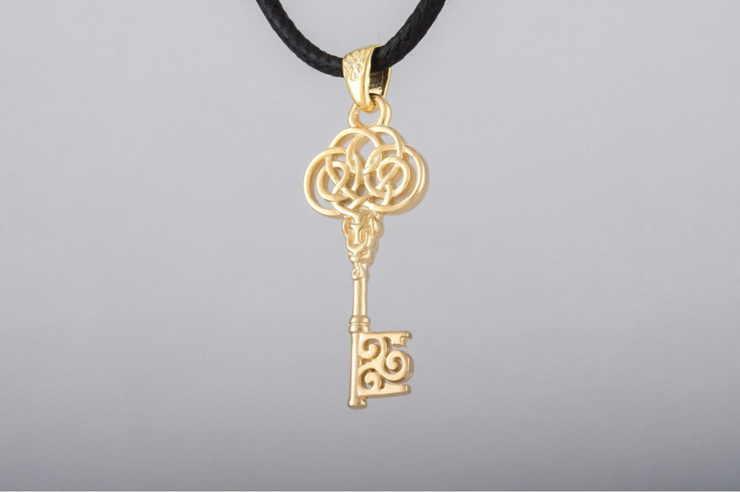 14K Gold Key Pendant Handmade Unque Jewelry - vikingworkshop