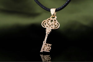 14K Gold Key Pendant Handmade Unque Jewelry - vikingworkshop