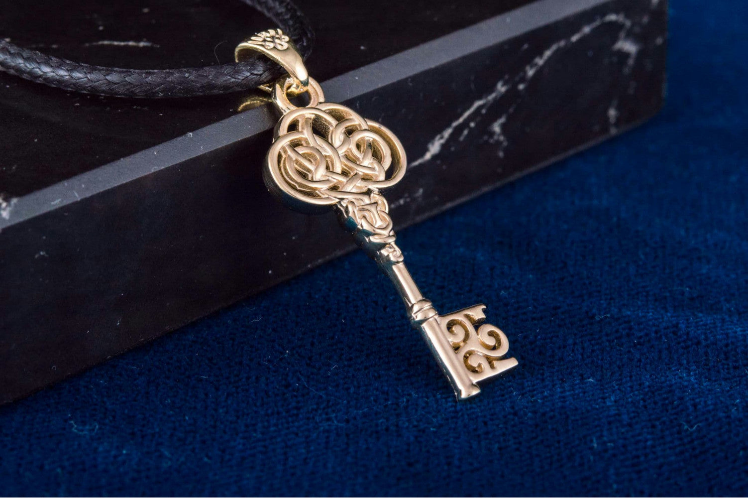 14K Gold Key Pendant Handmade Unque Jewelry - vikingworkshop