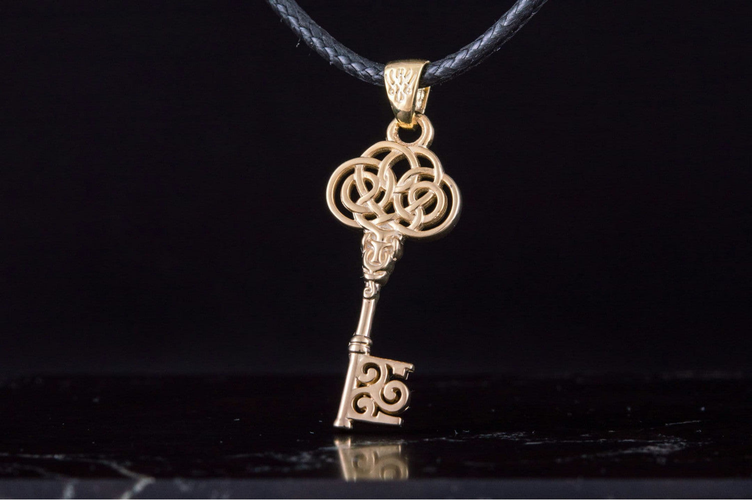 14K Gold Key Pendant Handmade Unque Jewelry - vikingworkshop