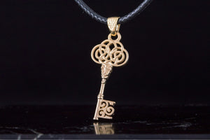 14K Gold Key Pendant Handmade Unque Jewelry - vikingworkshop