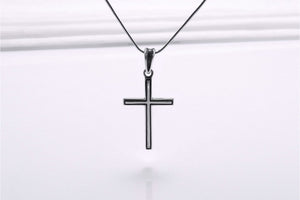 Sterling Silver Cross Pendant with Dark Outline, Handmade Christian Jewelry - vikingworkshop