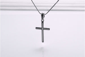 Sterling Silver Cross Pendant with Dark Outline, Handmade Christian Jewelry - vikingworkshop