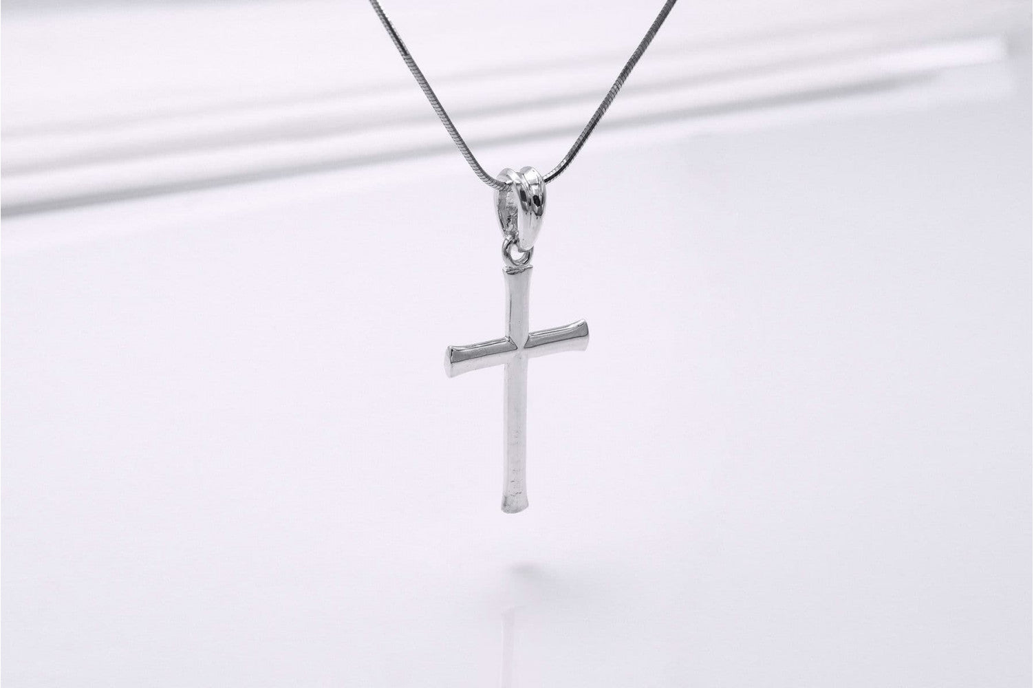 925 Silver Smooth Cross Pendant, Handmade Christian Jewelry - vikingworkshop