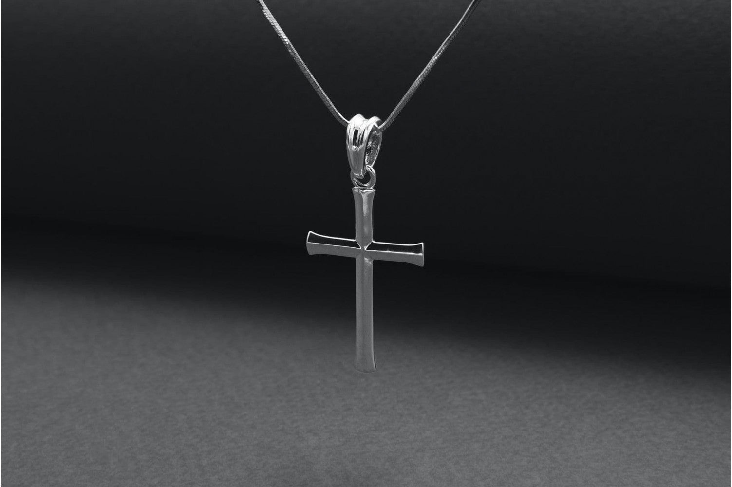 925 Silver Smooth Cross Pendant, Handmade Christian Jewelry - vikingworkshop