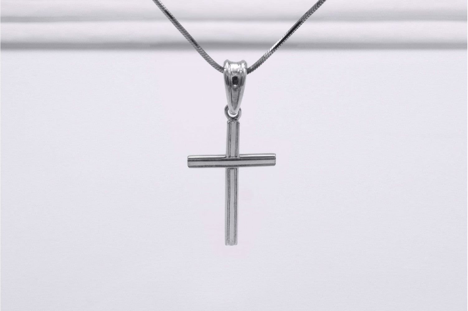 Sterling Silver Cross Pendant with Outline, Handmade Christian Jewelry - vikingworkshop