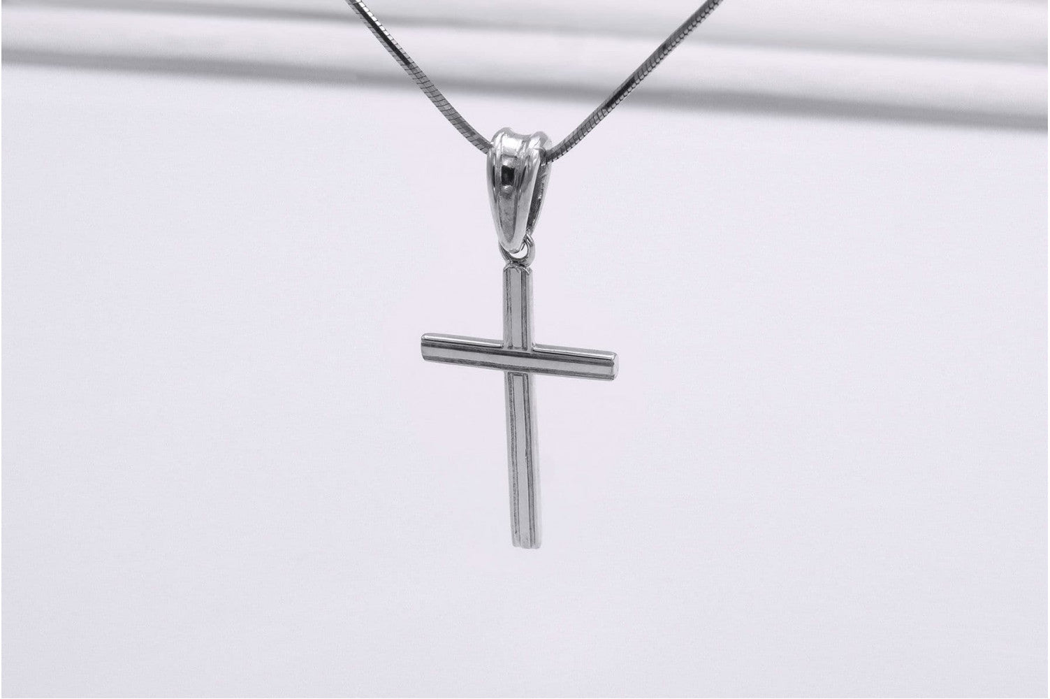 Sterling Silver Cross Pendant with Outline, Handmade Christian Jewelry - vikingworkshop