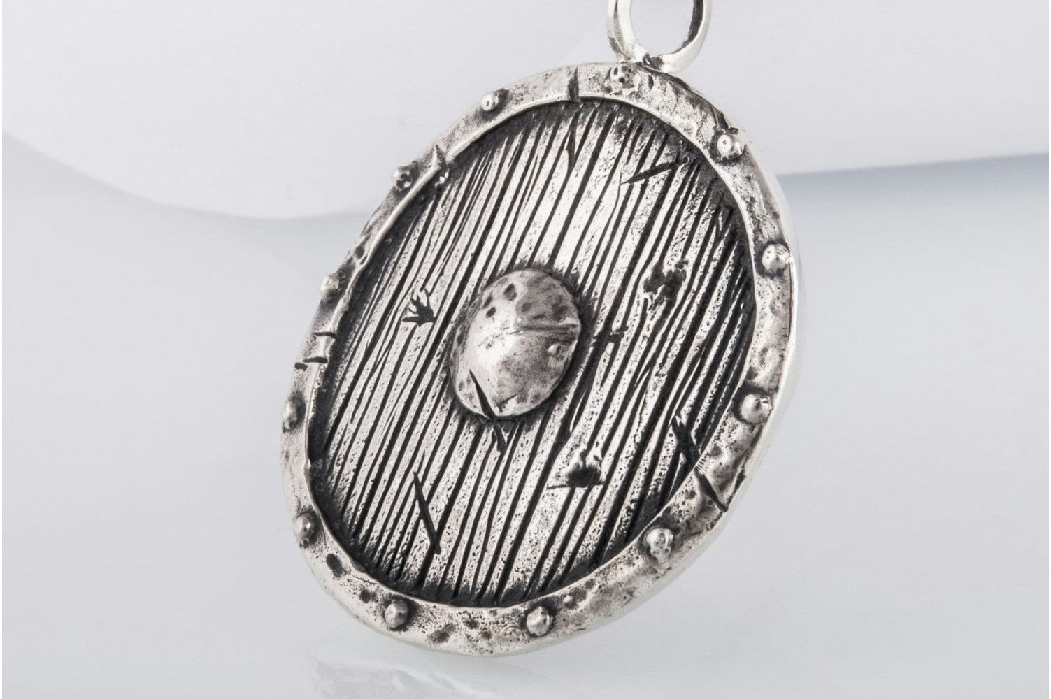 Old Viking Shield Sterling Silver Pendant - vikingworkshop