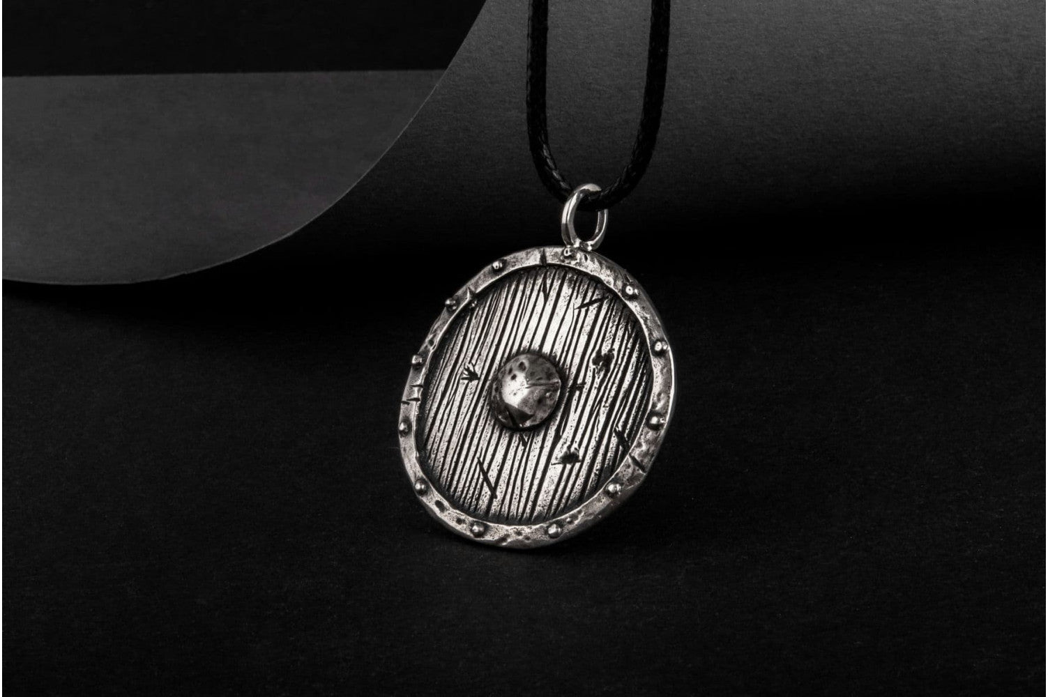 Old Viking Shield Sterling Silver Pendant - vikingworkshop