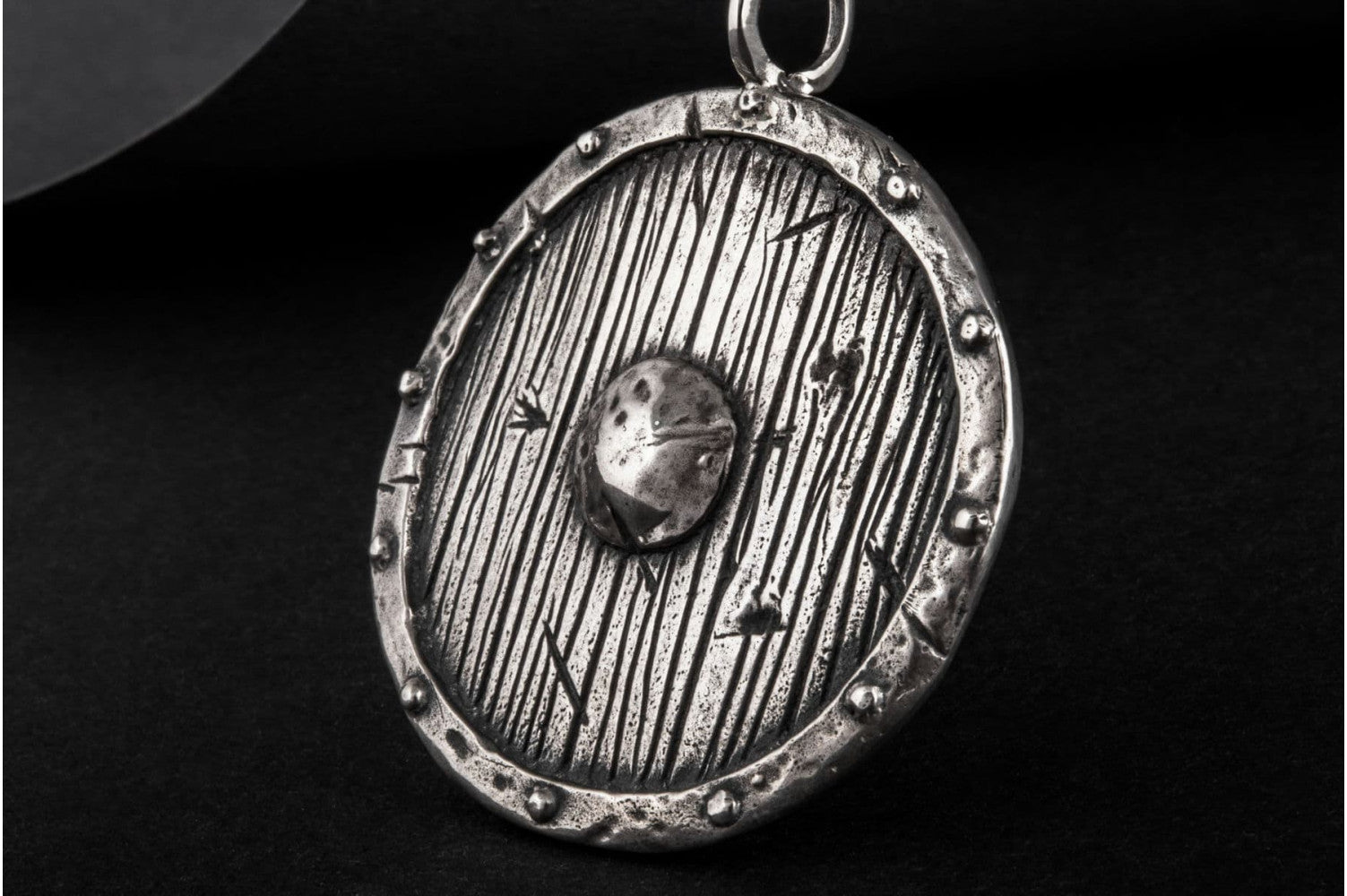 Old Viking Shield Sterling Silver Pendant - vikingworkshop