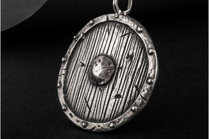 Old Viking Shield Sterling Silver Pendant - vikingworkshop