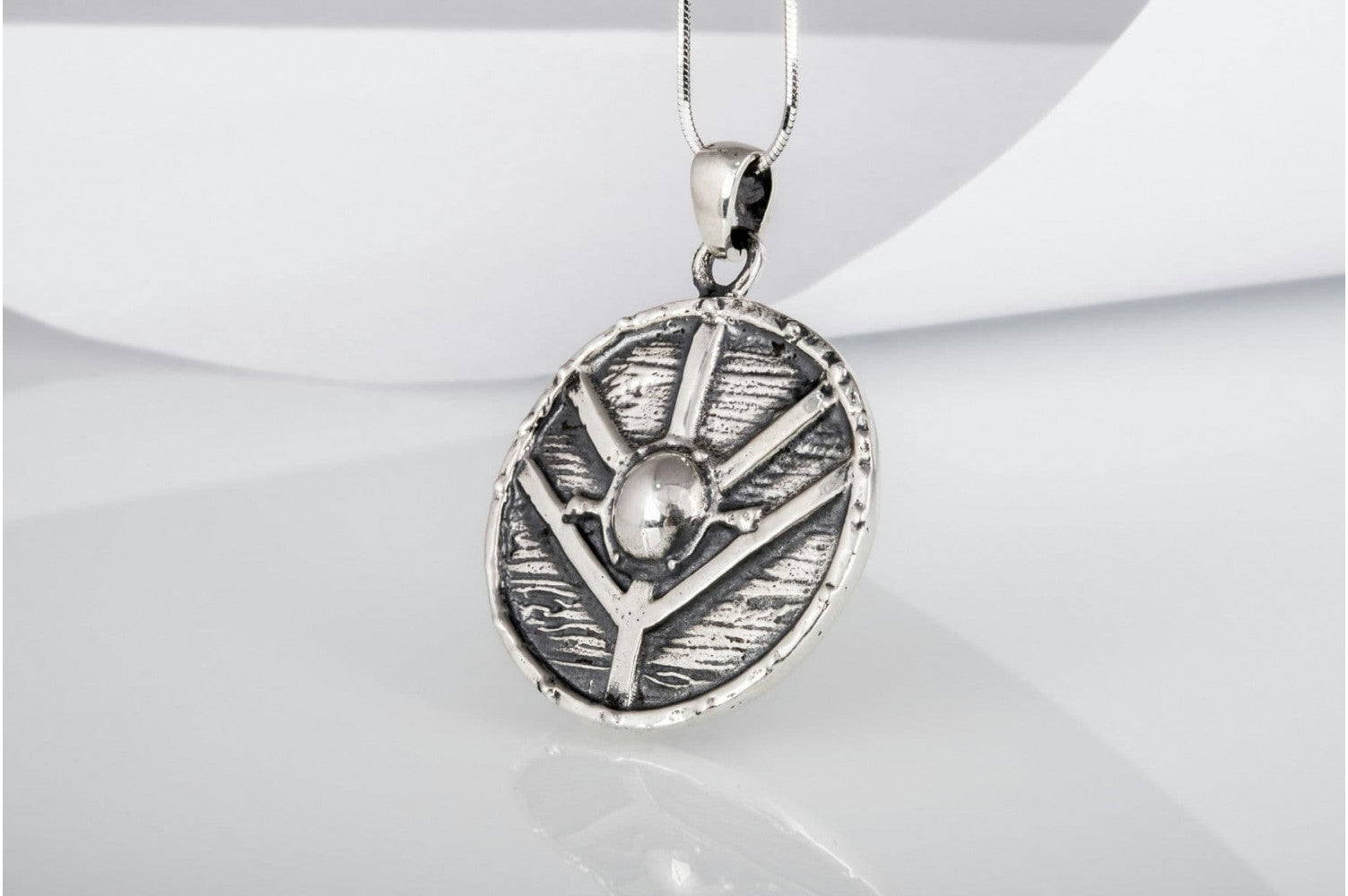 Lagertha's Shield Pendant Unique Sterling Silver Viking Necklace - vikingworkshop