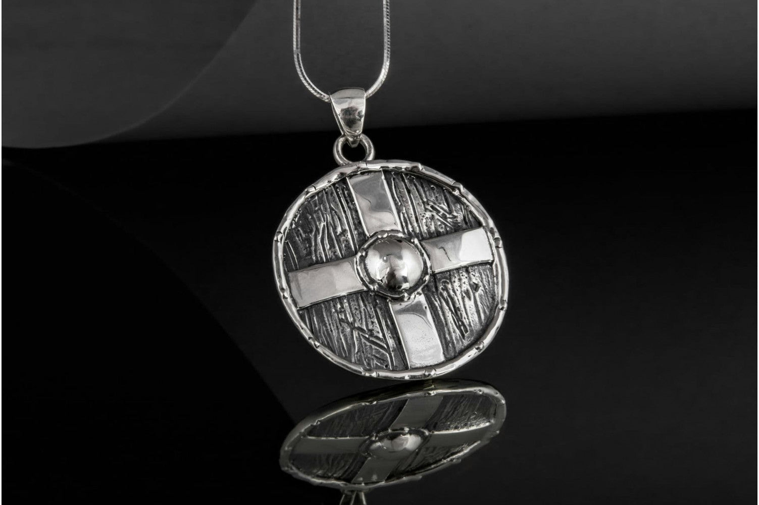 Rollo's Shield Pendant Unique Sterling Silver Viking Necklace - vikingworkshop