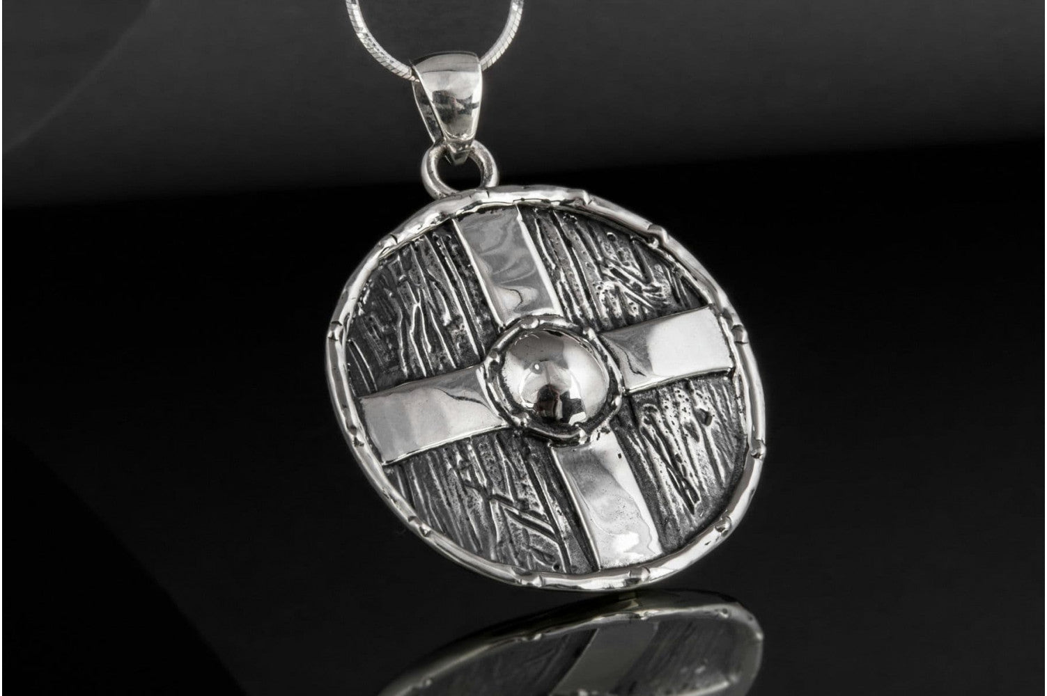 Rollo's Shield Pendant Unique Sterling Silver Viking Necklace - vikingworkshop