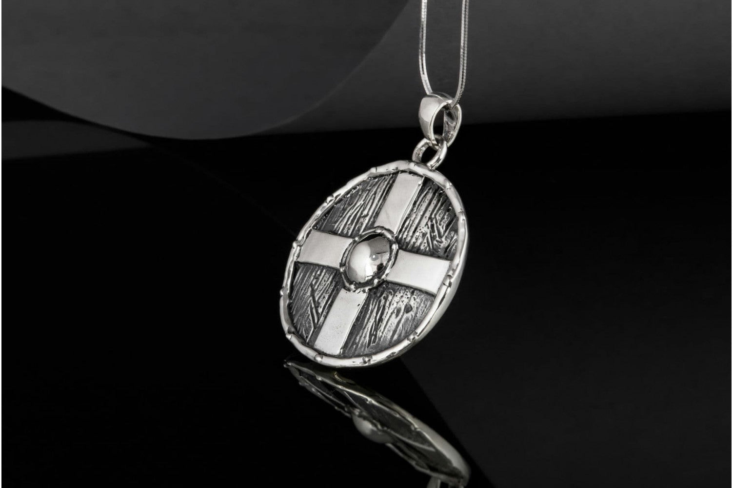 Rollo's Shield Pendant Unique Sterling Silver Viking Necklace - vikingworkshop