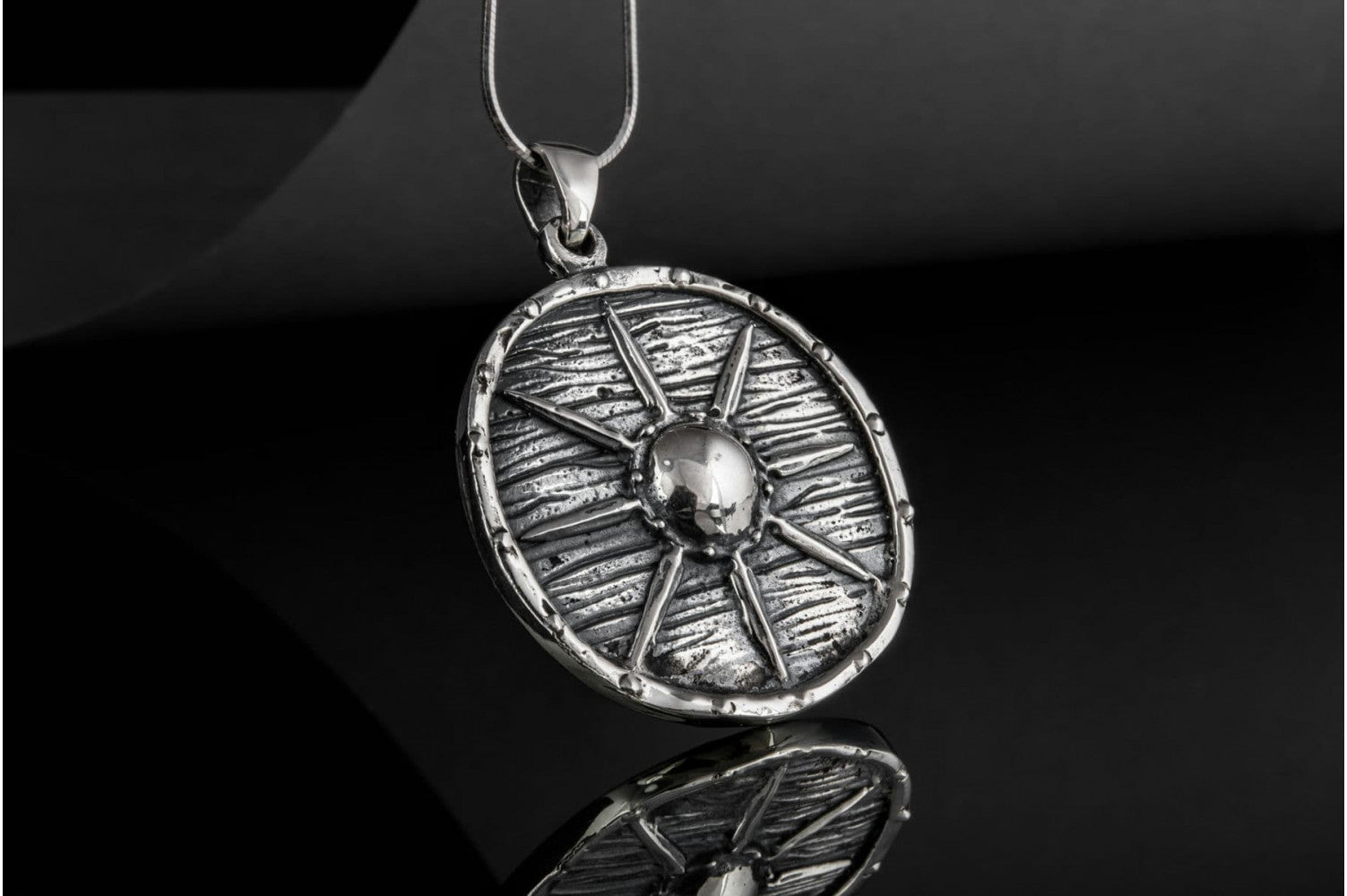 Vikings Shield Pendant Unique Sterling Silver Viking Necklace - vikingworkshop