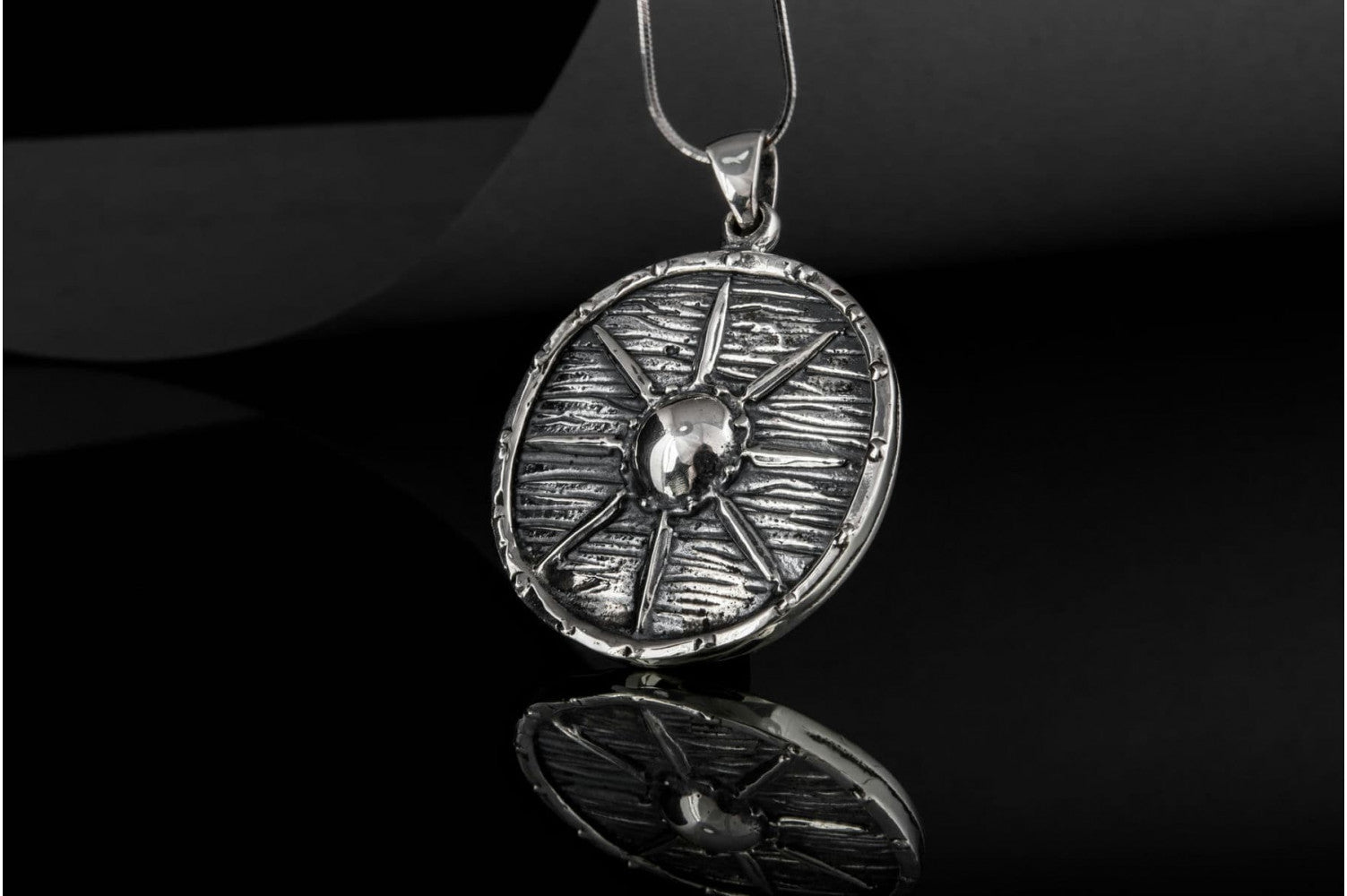 Vikings Shield Pendant Unique Sterling Silver Viking Necklace - vikingworkshop