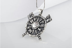 Viking Shield with Axes and Runes Sterling Silver Pendant Viking Jewelry - vikingworkshop