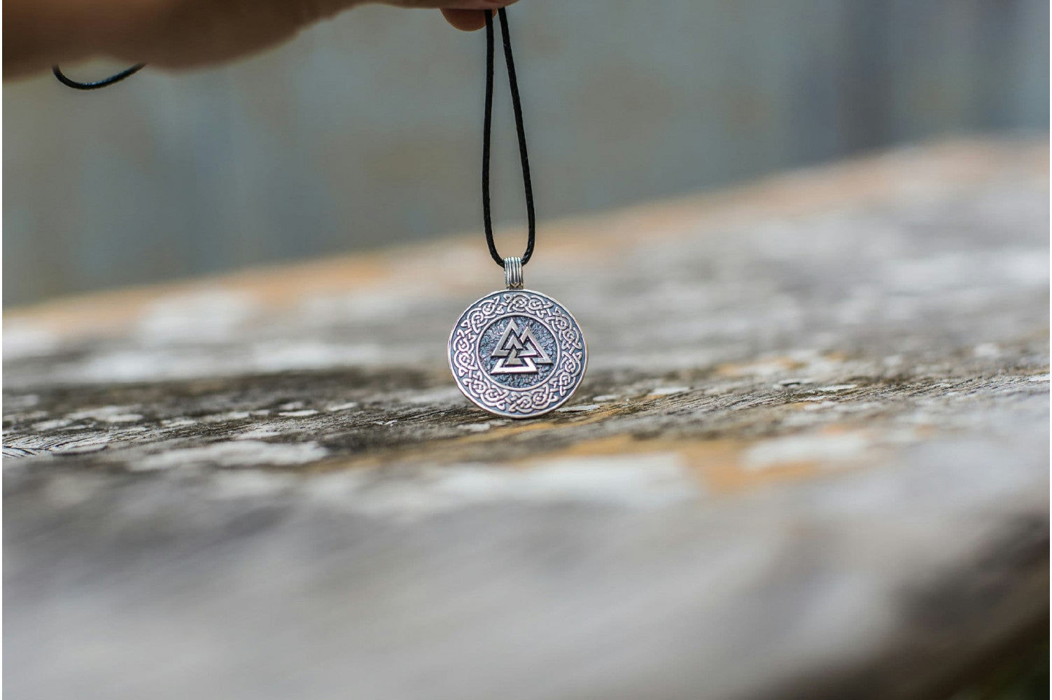 Valknut Symbol with Viking Ornament Pendant Sterling Silver Viking Jewelry - vikingworkshop