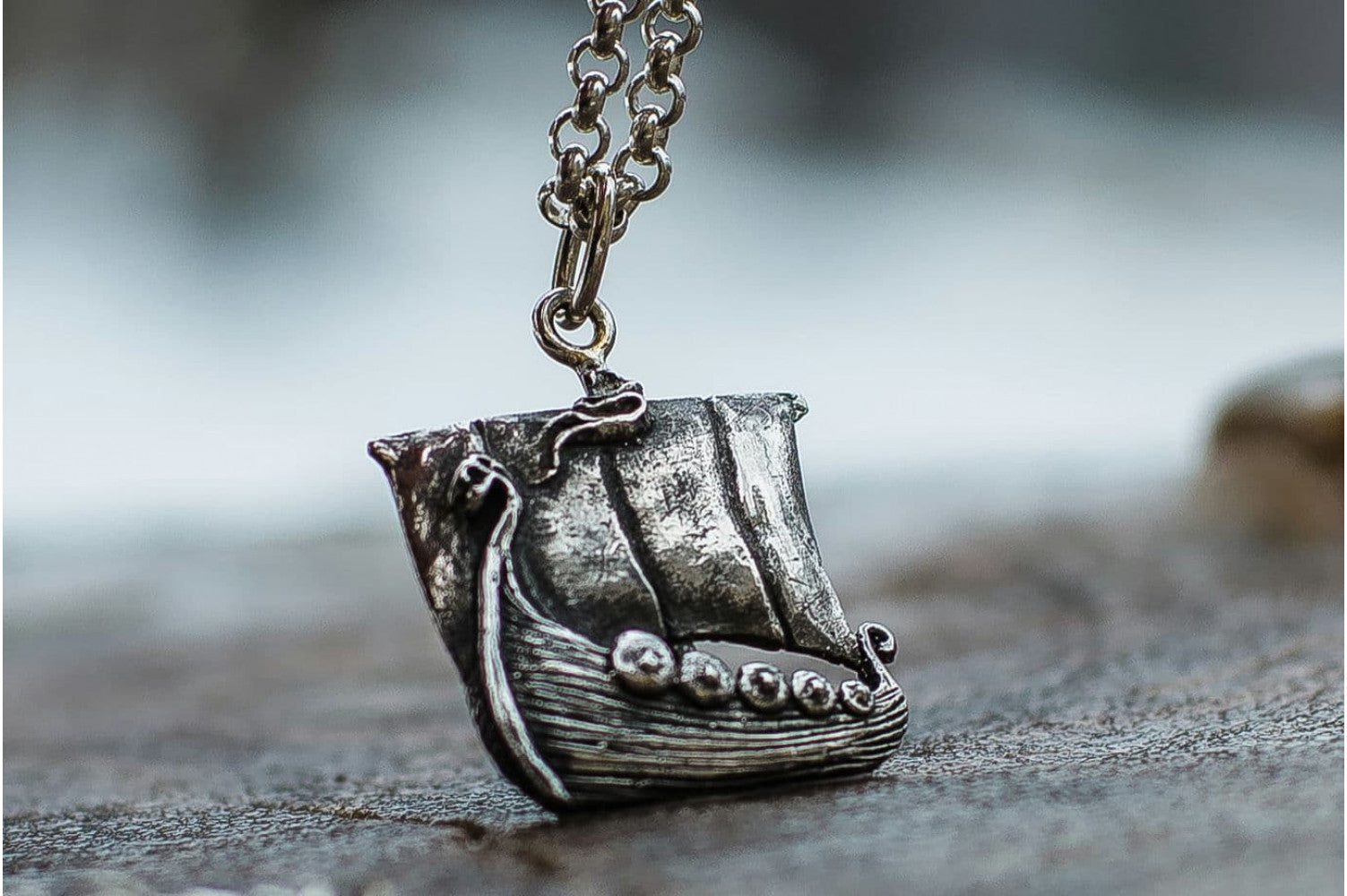 Viking Ship Pendant Sterling Silver Handmade Jewelry - vikingworkshop