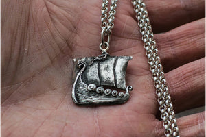 Viking Ship Pendant Sterling Silver Handmade Jewelry - vikingworkshop