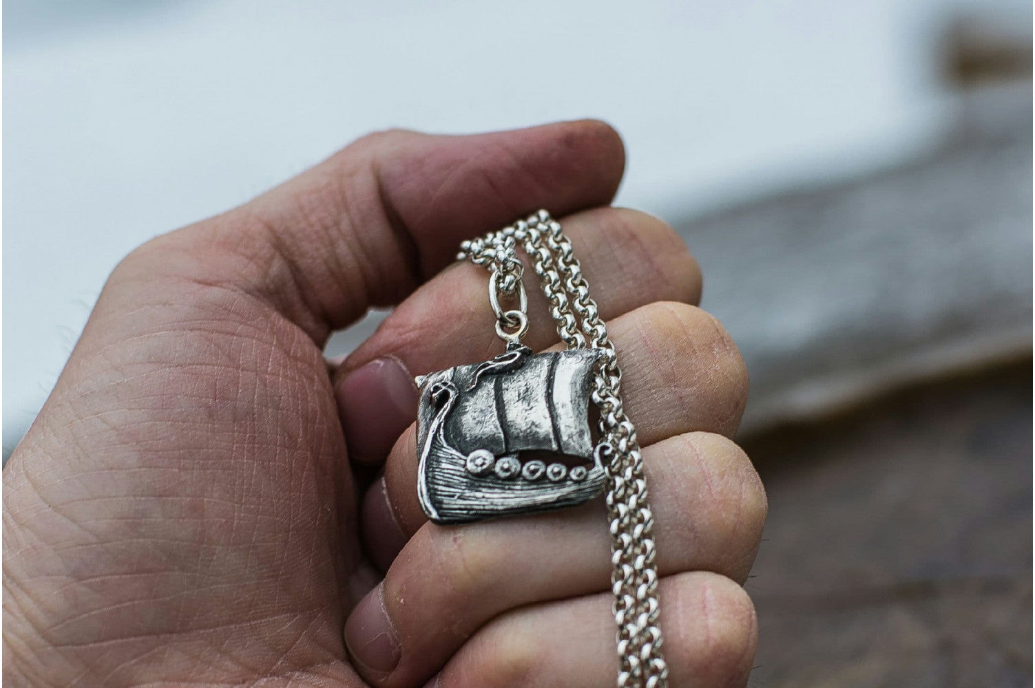 Viking Ship Pendant Sterling Silver Handmade Jewelry - vikingworkshop