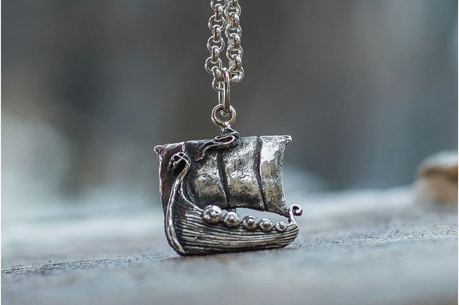 Viking Ship Pendant Sterling Silver Handmade Jewelry - vikingworkshop