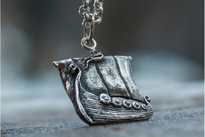 Viking Ship Pendant Sterling Silver Handmade Jewelry - vikingworkshop